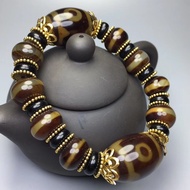 One Yuan Auction Agate Penetration Three Eyes Wiring Beads Old Dzi Beads Bracelet Bracelet Ethnic St