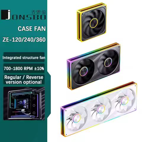 JONSBO ZE-120/240/360 120mm ARGB Case Fan, Infinity Mirror RGB, PWM Fan, MB Sync, Aluminum CD Patter