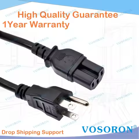 USA 3 Prong to C15 Power Cord, US NEMA 5-15P Male to IEC320 C15 Female Power Extension Cable Cord,10