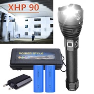 Most Powerful XHP90 long-range Flashlight LED Zoom XHP70.2 LED Torch light Use 26650 or 18650 batter