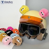 TIMEKEY 2Pcs Car Motorcycle Helmet Decoration Soft Plush Ball with Big Eyes For Motocross Full Face 