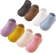 8 Pairs Baby Toddler ABS Non-Slip Socks Sneaker Socks Invisible Cotton, multicoloured, 0-12 Months
