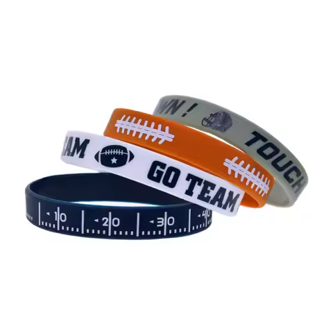 1PC/4PCS Rugby Silicone Bracelets American Football Rubber Wristband Go Team Touchdown for Sports