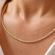 18k Gold Original, Rope hain, Fashion Stainless Steel, Kwintas Pang Regalo, Hindi Nag kukupas 18-20