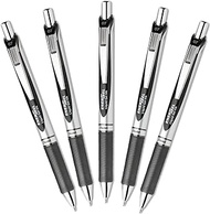 Pentel EnerGel Deluxe RTX Retractable 0.7mm Medium Line Metal Tip Liquid Gel Pen, Black Ink, 1 Set, 5 pens per set
