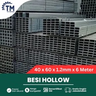 Harga Besi Hollow Hitam 4x6 cm (40 x 60) Panjang 6 Meter Tebal 1.2mm pipa kotak holo Berat dan Ukura