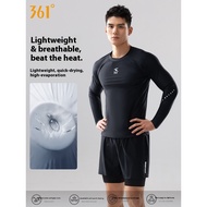 361 Degrees Men's Recreational Swimwear 2 Piece Long Sleeve Swimming Outfit Black