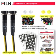 FILN 8mm symbol LED Indicator Light 12V 24V Black Metal Indicator Dash Pilot Light with Wire Car Das