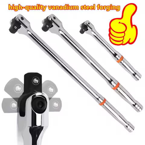 1-3Pc 1/2'' Drive Breaker Bar Wrench Socket 10/15/18inch Extension 180Degree Cr-V Flex Head Engraved