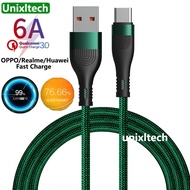 2M 6A 66W USB Type C Supercharge Cable 65W OPPO Super VOOC Realme Dart QC 3.0 Quick Charge Nylon Braided Charger Cord for Nova 8 Nova 8 8i 9