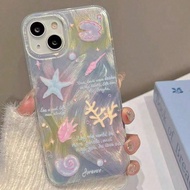 เคสป้องกันแบบ IMD ภาพวาดหอยทะเลฤดูร้อน PC+TPU พร้อมขาตั้ง สำหรับ Apple 15 Pro Max, 14 Pro, 13 Pro Ma