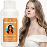 Keratin Color Permanent Hair Color, Milk Brown Color 500ml/16.9oz, 1 Application - Professionally In