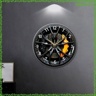 [IsuwaxaMY] Quiet Car Wheel Hub Wall Clock Lightweight Acrylic 30cm Decorative Clock for Office Bedr