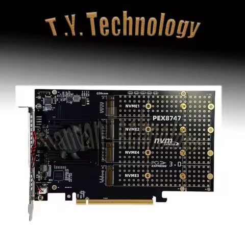 4-port M.2 NVMe Solid State Drive PCIe x16 Adapter with PLX8747 PCI E 3.0 x16 Switch to 4