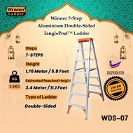 Winner Ladder 7-Step Aluminium Double-Sided TanglePruf™ Ladder 150Kg Duty Rating Tangga Lipat Heavy 
