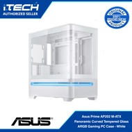 Asus Prime AP202 M-ATX Panoramic Curved Tempered Glass ARGB Gaming PC Case - White