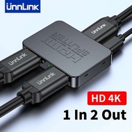 Unnlink Video HDMI Splitter 1 In 2 Out 4K 30Hz for TV Store 1 Computer sharing 2 Monitors TV Project