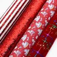 216-4pcs/set Heart Love/ XOXO/ Printed Red Faux Leather Sheets Bundle Hair Bows Craft Faux