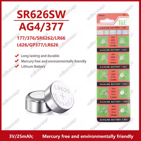 2PCS-50PCS 1.55V AG4 377 Button Batteries SR626SW SR626 Cell Coin Alkaline Battery 177 376 626A LR66