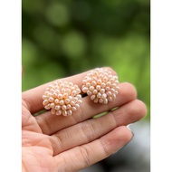 Rice pearl earrings (real pearl), clip-on