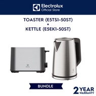 Electrolux Breakfast Set Bundle, Kettle E5EK1-50ST & Toaster E5TS1-50ST, with Optional Coffee Machin