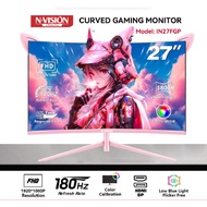 Nvision 27" 180HZ Pink Curved Gaming Monitor 1ms FHD 1800R FreeSync G-Sync PC Monitor IN27GT-P