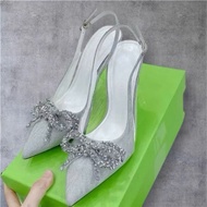 7-inch glitter high heels mixed with mika bows, 7-inch bridal wedding shoes M445