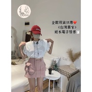 < zanna > 60331 Sister Style Suit English Hem Back Tie Top+Stretch Overalls Hakama Women Girls Cloth