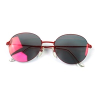 成色極佳 △ BALENCIAGA BB0016SK 圓形鏡面太陽眼鏡RED55□20-145 附眼鏡盒 義大利製造 男士