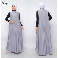 LONG DRESS OVERALL PLISKET ONECK MAYUNG | GAMIS PLISKET INNER TANPA LENGAN | MAXI DRESS PANJANG