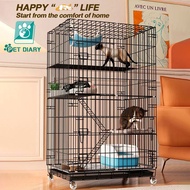 【Low Freight】Cat Cage 4 Layer Pet Cage Foldable Sturdy Pet Furniture Cat Cages with Wheels