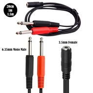 JN 3 5mm 1 8 TRS Stereo Female to Dual 1 4 6 35mm Male Plug Mono TS  Cable