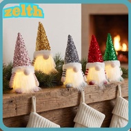 ZELTH Christmas Gnome Figurine, Plush White Beard Light Up Lighted Gnome Decoration,  Fabric Freesta
