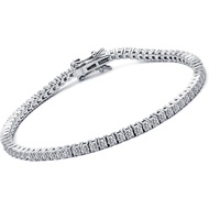 Real Moissanite Tennis Bracelet for Women | 2.1-15ct Round Cut D Color VVS1 | 18K White Gold Plated 