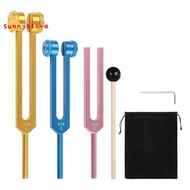 3Pcs Aluminum Tuning Fork Set(128Hz, 256Hz, 512Hz) with Hammer for Chakra for Healing Sound Therapy 