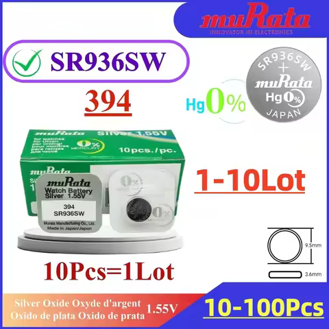 10-100PCS Original for Murata R936SW 394 Battery SR936 SW 394 sr936sw Alkaline Button Cell Battery f