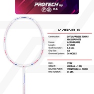 PROTECH Badminton Racket - Varno 6 White/Pink (4UG2) (MAX 35LBS) (FREE String + Grip + Bag)