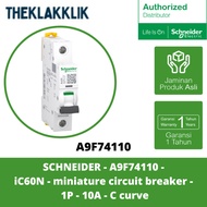 SCHNEIDER - A9F74110 - IC60N - Miniature Circuit Breaker - 1P - 10A - C Curve