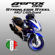 ⭐YAMAHA AEROX 155 V1 V1 Half Crash Guard 304 PURE STAINLESS STEEL Motorcycle Armor MOTO DEF⭐