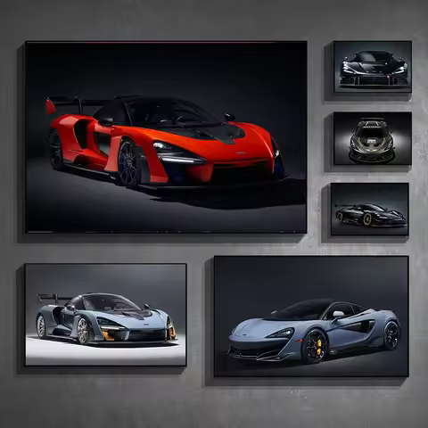 Bugatti Super Cars Poster Canvas Printed McLaren Senna Divo Picture Luxury Car Morden Wall Art Livin