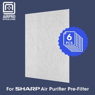 6 Pcs AIRPRO for Sharp Air Purifier Replacement Pre-Filter KC-A40E / KC-840E / KC-C70E, DWE16FAW, FPF30L-H, KC-F30L-W, FP-GM30, FU-A28E, FP-J30L-B, FP-E50E, FP-F40, FP-FM40, FPG50L, FPGM50L, FPJ40L, FU-4031NAS, FU-888SV