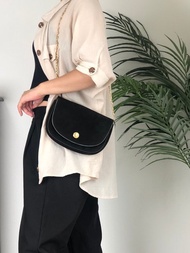 【日本直送 名牌中古包】CELINE 經典復刻 TRIOMPHE 絲絨肩背包 黑色 鍊條 vintage