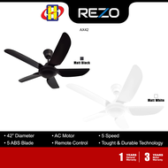 Rezo Ceiling Fan (42 Inch)(Matt Black/Matt White) AC Motor Remote Control 5-Speed Ceiling Fan AX42