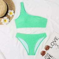 Sexy Neon Green Bikini Women Swimsuit Female Swimwear One Shoulder Thong Bikinis Set Brazilian Beach