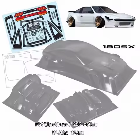 1/10 PC RC 180SX Wide Body Shell 195mm Width Pop-up Lampshade Tail Transparent Shell Body For Turing