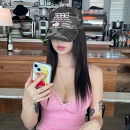 Korean AEAE Celebrity-Style Embroidered Letter Camouflage Baseball Duckbill Cap Washed Vintage Sun H