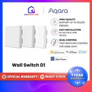 Aqara Wall Switch D1 Zigbee  | Neutral /No Neutral Wire | Single, Double, Triple Gang | Aqara Hub Re
