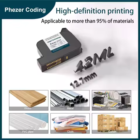 Phezer Printer Solvent Ink Cartridge 1/3/5/10Pcs PS127 12.7mm Quick Dry Black High Adhesion Handheld