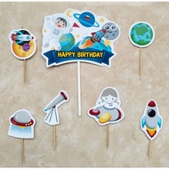 0cake topper toper skewer cake decoration birthday cake happy birthday astronaut character astronaut