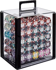 Brybelly 1,000 Ct Showdown Poker Set - 13.5g Clay Composite Chips with Acrylic Display Case for Casi